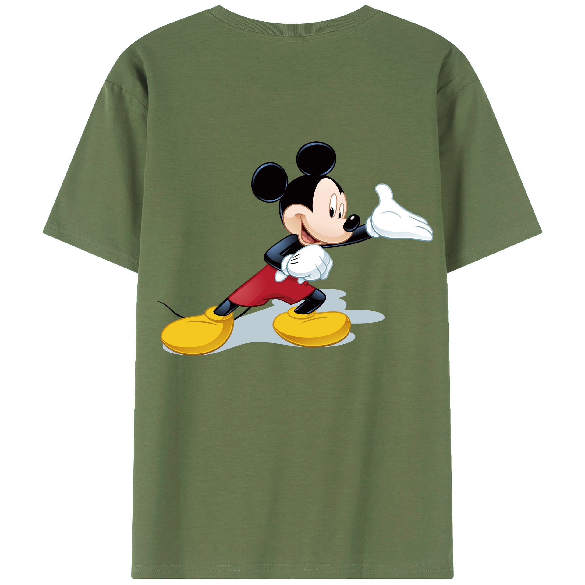 ミッキーマウス Mickey Mouse 綿100％ メンズ半袖Tシャツ（バックプリント） 通気性